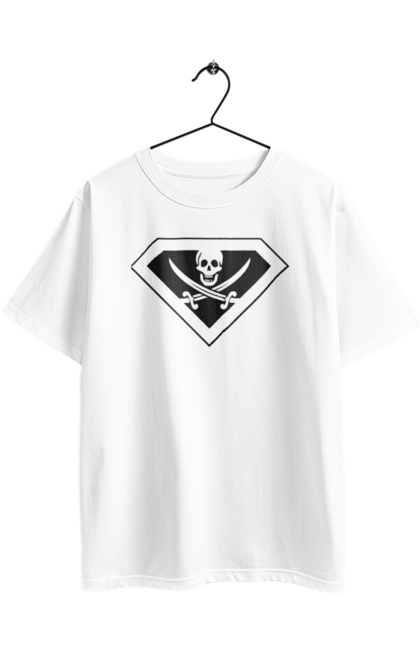 Футболка оверсайз з принтом "Суперпірат". Бетмен, кіно, комікси, марвел, супергерої, супермен, фільми. 2070702