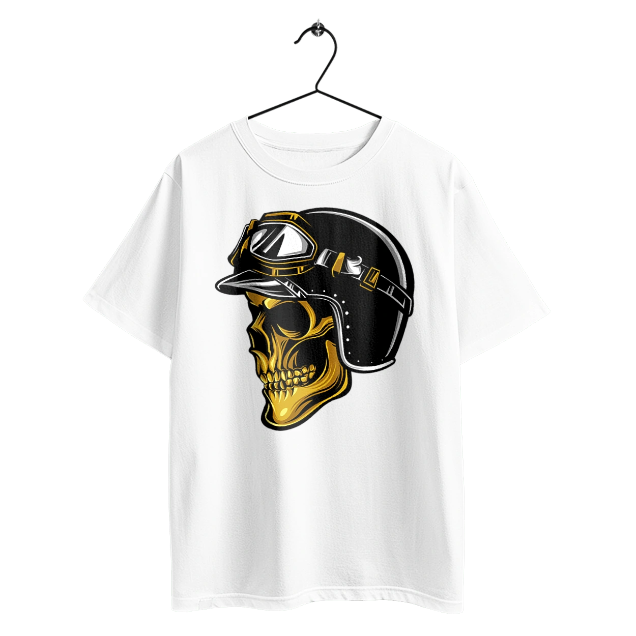 Skull in a motorcycle helmet