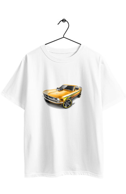 Футболка оверсайз з принтом "Форд мустанг". Американська легенда, жовтий мустанг, культове авто, мустанг, потужне авто, форд мустанг, шелбі. 2070702