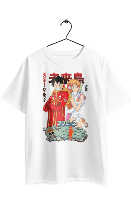 Футболка оверсайз з принтом "Ван Піс Намі та Луффі". Cat burglar, nami, one piece, аніме, ван пис, ван піс, кішка-злодійка, луффі, манга, намі. 2070702