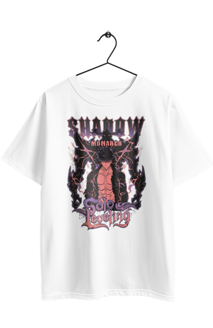 Футболка оверсайз з принтом "Тільки я візьму новий рівень". Anime, manga, solo leveling, sung jinwoo, аниме, манга, новий рівень, сонг джін. 2070702