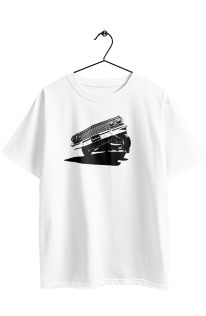 Футболка оверсайз з принтом "Автомобіль". Автомобіль, імпала, класика, лоурайдер, шевроле. 2070702