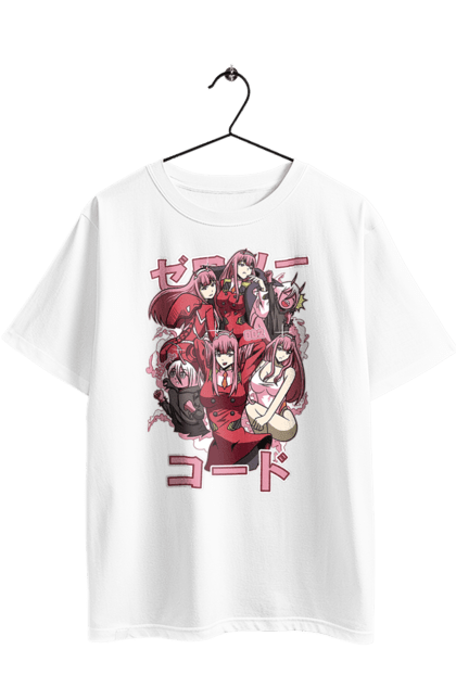 Футболка оверсайз с принтом Милый во Франксе Zero Two. Anime, manga, zero two, аниме, зеро ту, манга, милый во франксе, ноль два. 2070702