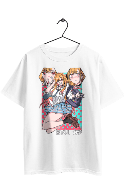 Футболка оверсайз с принтом Эта фарфоровая кукла влюбилась. Anime, manga, my dress-up darling, аниме, манга, марин, марин китагава, фарфоровая кукла. 2070702