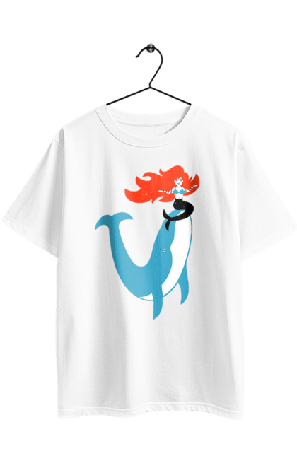 Футболка оверсайз з принтом "Русалка І Кит". Кит, море, русалка. 2070702