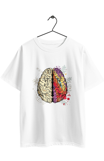 Футболка оверсайз з принтом "Творчість та логіка". Бінарний, біткоїн, біткойн, валюта, гроші, крипто, наука, програміст, программист, творчество, техно, хакер, художник, цветной. 2070702