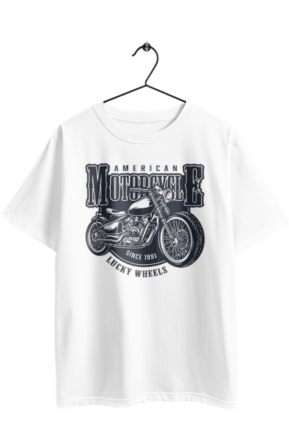 Футболка оверсайз з принтом "Крутий vintage мотоцикл". Америка, вінтаж, вінтажний, гарний, мотоцикл, мотоцикли, ретро, стильно, стильовий, чоловічий. 2070702
