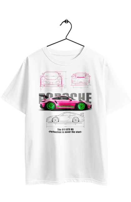 Футболка оверсайз з принтом "Porsche 911 GT3 RS". Porsche, porsche 911, авто, автомобіль, порше, спорт, спортивний автомобіль. 2070702