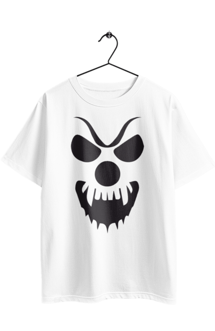 Oversized t-shirt with prints Halloween pumpkin face. Costume, halloween, holiday, october, october 31, pumpkin, scary, sweets, trick or treat. 2070702