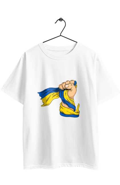 Футболка оверсайз з принтом "Сильна Україна". Воля, кулак, прапор україни, україна, українська символіка. 2070702