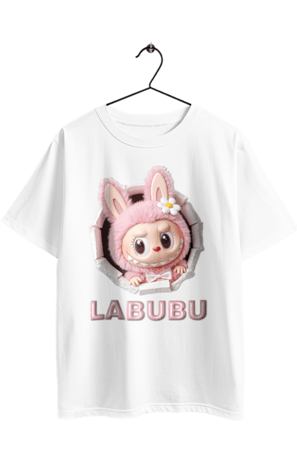 Футболка оверсайз з принтом "Лабубу". Іграшка лабубу, лабубу, лабубу кока кола, мерч лабубу, мила, рожева лабубу, смішна лабубу. 2070702