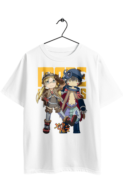 Футболка оверсайз з принтом "Зроблено в Безодні". Made in abyss, reg, riko, безодня, зроблено в безодні, манга, рега, ріко, робот, створений у безодні. 2070702