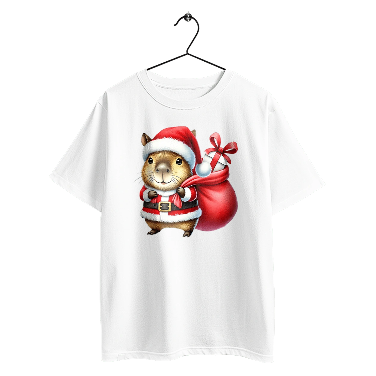 Christmas capybara with a gift