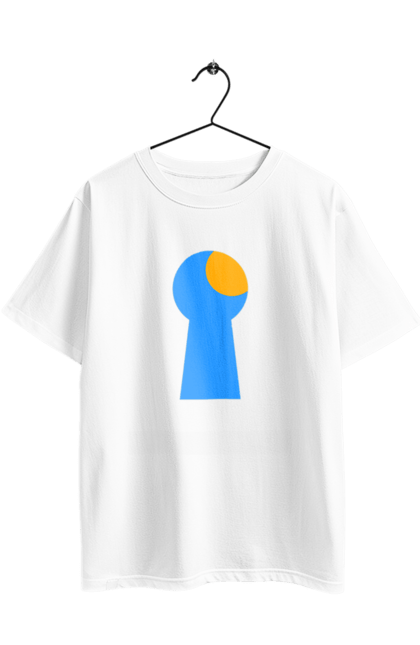 Футболка оверсайз з принтом "Замочная скважина". Відчини двері, двері, замок, ключ, свердловина, світло крізь, цікавість, щілина. 2070702