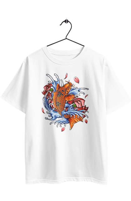 Футболка оверсайз з принтом "Риба і хвилі". Ryba, квітка, хвиля. 2070702