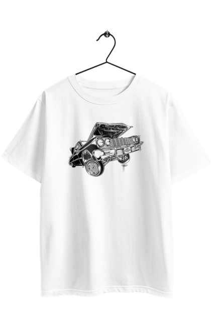 Футболка оверсайз з принтом "Автомобіль". Автомобіль, імпала, класика, лоурайдер, шевроле. 2070702