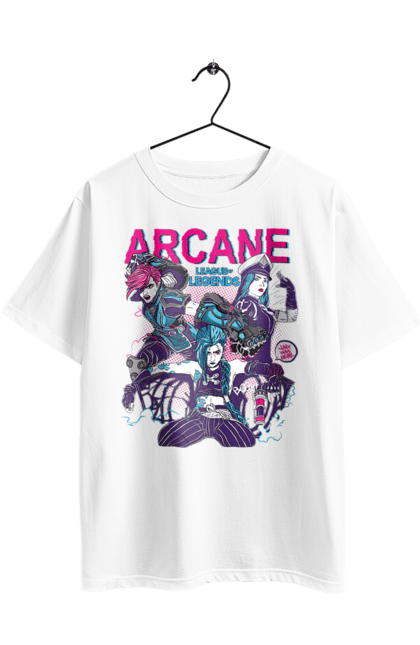 Футболка оверсайз з принтом "Аркейн". Arcane, league of legends, riot games, аркейн, вай, джинкс, мультсеріал, фентезі. 2070702