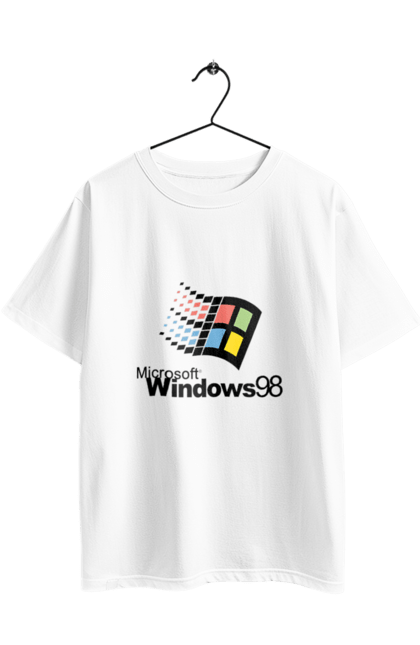 Футболка оверсайз з принтом "Windows98". Angular, c, css, html, it, javascript, jquery, php, python, react, svelt, vue, айтишник, айті, гумор, код, кодувати, прогер, програміст, програмісти, ти ж, ти ж програміст, тиж програміст. 2070702