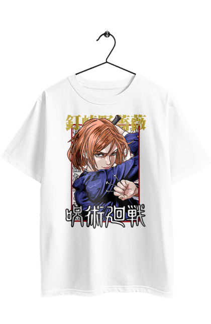 Oversized t-shirt with prints Jujutsu Kaisen Nobara. Anime, dark fantasy, jujutsu kaisen, magic battle, manga, mystic, nobara, nobara kugisaki. 2070702