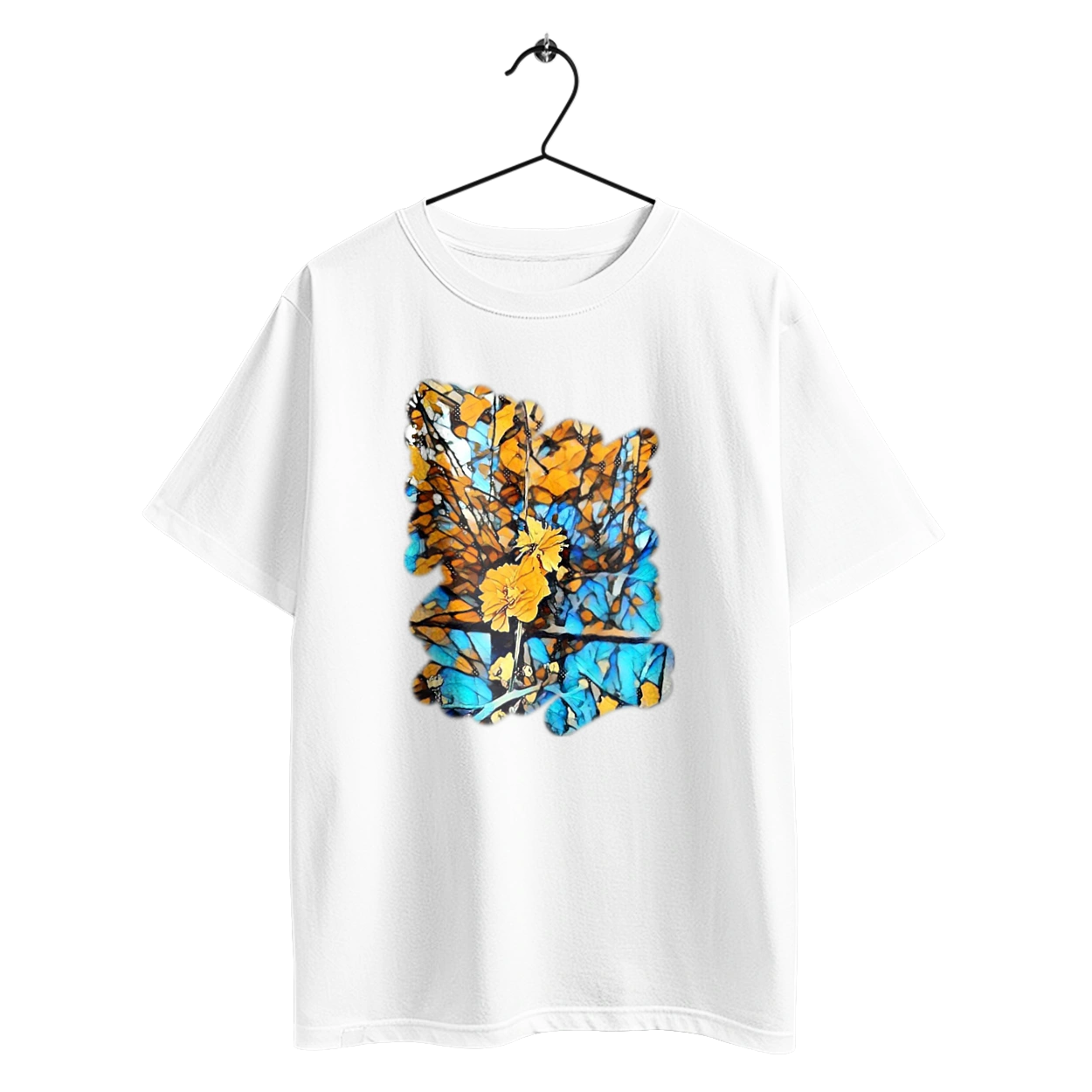 Yellow flowers on a blue background