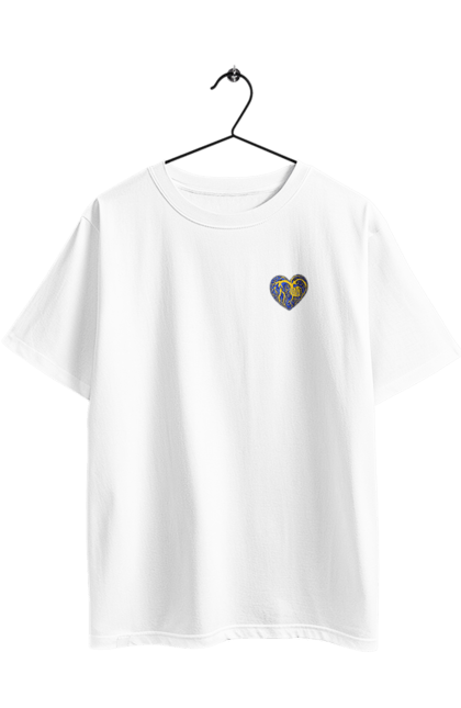 Oversized t-shirt with prints Hearts of the unbreakable. Dark blue, heart, symbolics, ukraine, unbreakable. 2070702