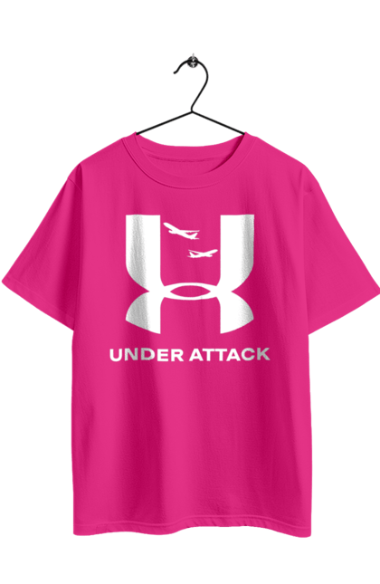 Футболка оверсайз з принтом "Under Attack white". Андер армор, бренди, гумор, приколи, прикольні, ундер армор. 2070702