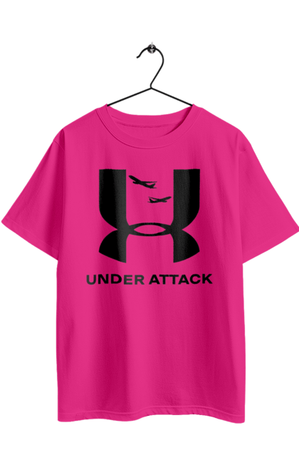 Футболка оверсайз з принтом "Under Attack black". Андер армор, бренди, гумор, приколи, прикольні, ундер армор. 2070702