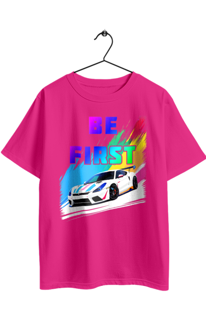 Футболка оверсайз з принтом "Гонка". Автомобільний, гонка, спортивна машина, спортивний автомобіль. 2070702