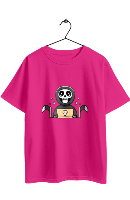 Футболка оверсайз з принтом "Темний розробник програміст". Brain, geek, linux, php, ай ти, ай ті, баг, геймер, гік, гра в кальмара, де баг, код, лаптоп, лінукс, пранк, програміст, розробник, смерть, сміх, смішне, ютер. 2070702