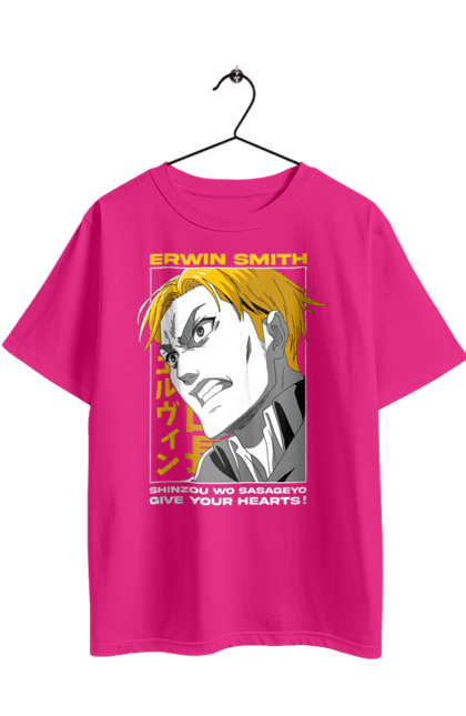 Футболка оверсайз з принтом "Атака титанів Ервін". Attack on titan, erwin, erwin smith, shingeki no kyojin, аніме, атака титанів, вторгнення гігантів, ервін, ервін сміт, манга. 2070702