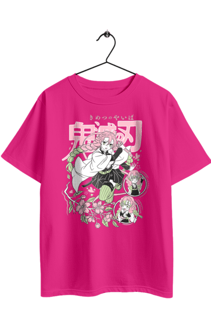 Футболка оверсайз з принтом "Винищувач Демонів Міцурі". Demon slayer, kimetsu no yaiba, mitsuri, mitsuri kanroji, аніме, винищувач демонів, манга, міцурі, міцурі канроджи, серіал. 2070702