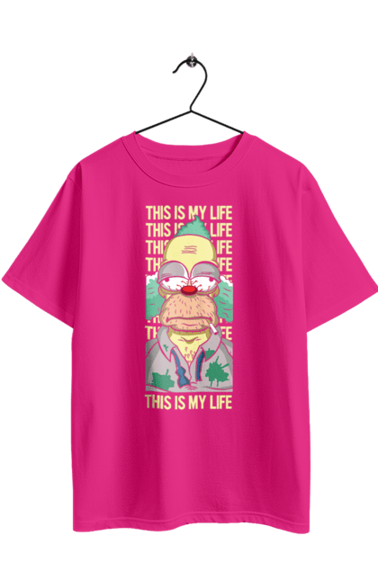 Oversized t-shirt with prints THIS IS MY LIFE KRUSTY plus. Clown, krusty, krusty the clown, simpsons. 2070702