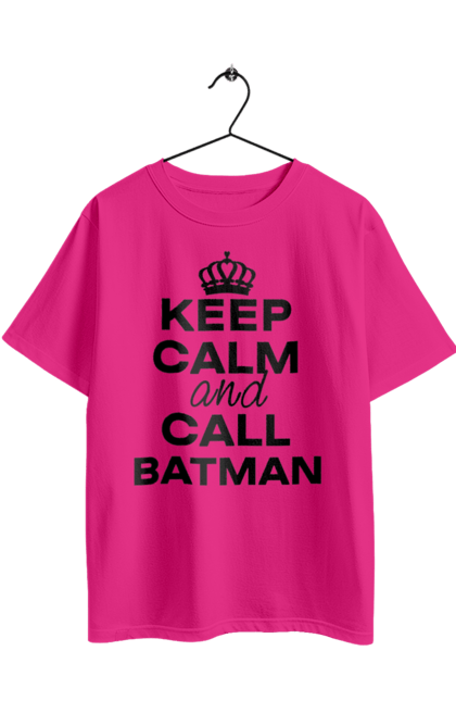 Футболка оверсайз з принтом "Keep Calm and Call Batman чорна". Бетмен, з написами, зберігай спокій, меми, популярні, прикольні. 2070702