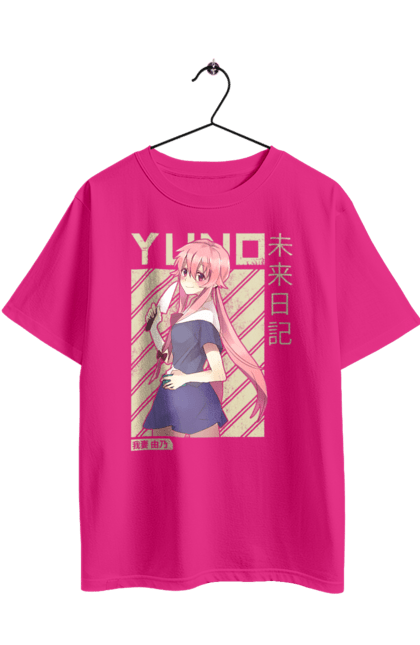 Футболка оверсайз з принтом "Щоденник майбутнього Юно Гасай". Anime, future diary, manga, survival game, yuno gasai, аніме, манга, щоденник майбутнього, юно гасай. 2070702