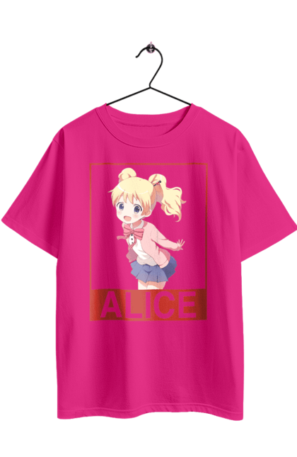 Футболка оверсайз з принтом "Золота мозаїка Аліса Картелет". Alice cartelet, anime, kiniro mosaic, kinmoza, manga, аліса, аліса картелет, аніме, золота мозаїка, манга. 2070702