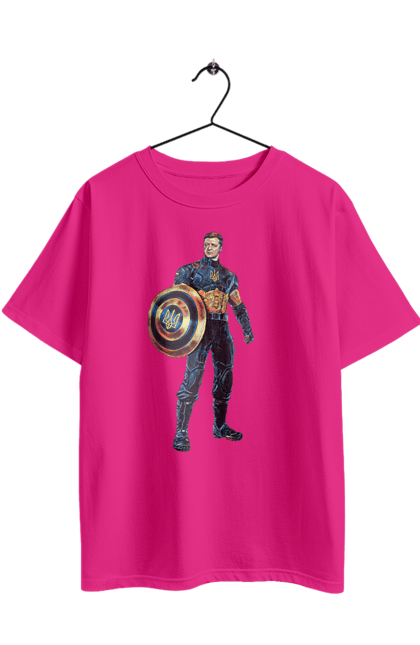 Футболка оверсайз з принтом "Капітан Україна Зеленський арт". Володимир зеленський, зеленський, капітан америка, капітан україна, україна. 2070702