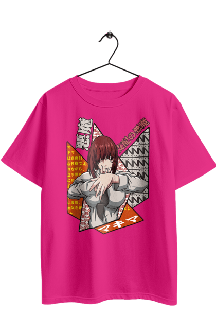 Футболка оверсайз з принтом "Людина Бензопила Макіма". Anime, chainsaw man, makima, manga, аніме, людина-бензопила, макіма, манга. 2070702