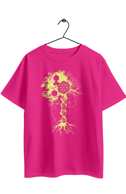 Футболка оверсайз з принтом "Древо життя". Божественна суть, ген, дерево життя, днк, макромолекула, мова світобудови, насіння життя, сакральна геометрія, число бога, число фібоначчі. 2070702