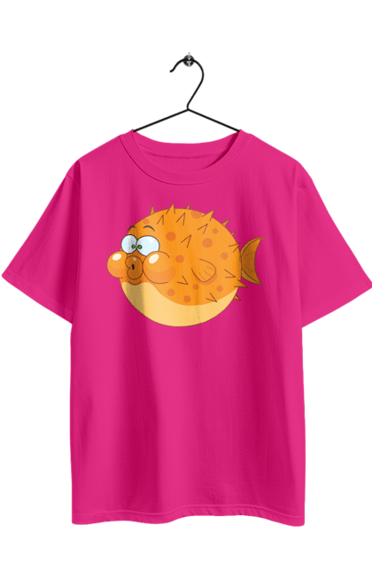 Футболка оверсайз з принтом "Помаранчева Риба Фугу". Риба, фугу. 2070702