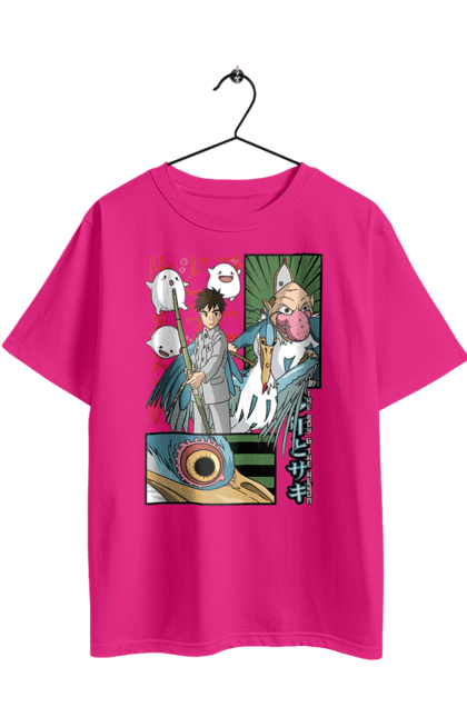 Футболка оверсайз з принтом "Азіатський рай". Studio ghibli, азіатський рай, гіблі, міядзаки, мультфільм, хлопчик і птах, японія. 2070702