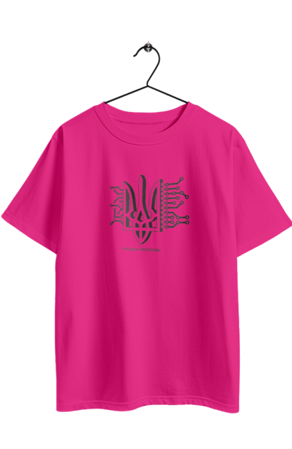 Футболка оверсайз з принтом "Процесор Свободи. Чорний моноцвіт.". Sarabeevart, купити, патріотична, процесор, свобода, україна, чоловіча. 2070702