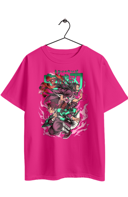 Футболка оверсайз з принтом "Винищувач Демонів Танджіро". Demon slayer, kamado tanjiro, kimetsu no yaiba, аніме, винищувач демонів, манга, танджіро, танджіро камадо. 2070702