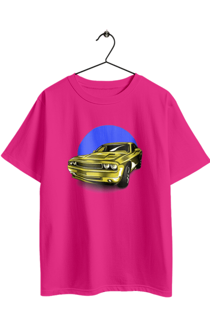 Футболка оверсайз з принтом "Український спорткар". Авто, додж челенджер, маслкар, машина, потужне авто, спорткар, український спорткар, швидкість. 2070702