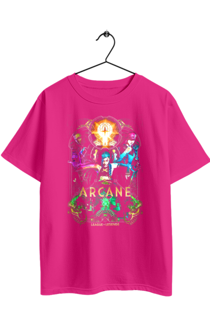 Футболка оверсайз з принтом "Аркейн". Arcane, fortiche, league of legends, riot games, аркейн, вай, джинкс, мультсеріал, фентезі. 2070702