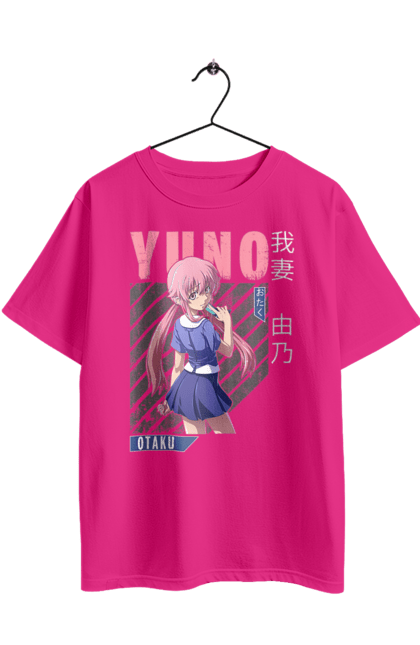 Футболка оверсайз з принтом "Щоденник майбутнього Юно Гасай". Anime, future diary, manga, survival game, yuno gasai, аніме, манга, щоденник майбутнього, юно гасай. 2070702