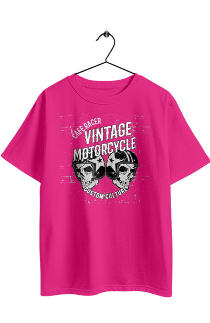 Футболка оверсайз з принтом "мото вантажу". Вінтаж, мото, череп, шолом. 2070702