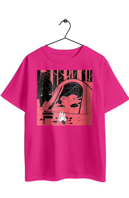 Футболка оверсайз з принтом "69 В Палатці". 69, ведмідь, ліс, палатка, секс. 2070702