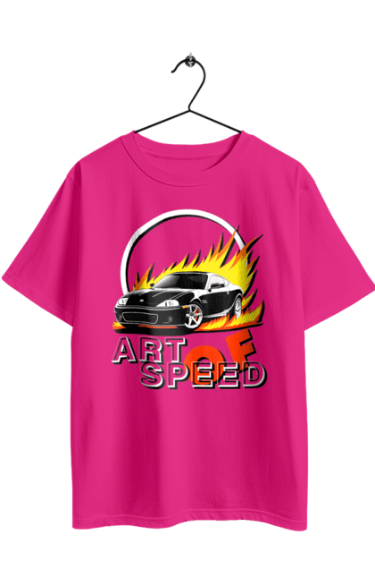 Футболка оверсайз з принтом "Автомобіль у вогні". Авто, автомобіль у вогні, гонка, дрейф, спорт, спортивна машина, швидкість. 2070702