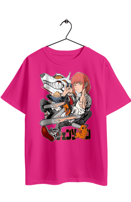 Футболка оверсайз з принтом "Людина Бензопила". Anime, chainsaw man, denji, manga, pochita, аніме, денджі, людина-бензопила, манга, почіта. 2070702