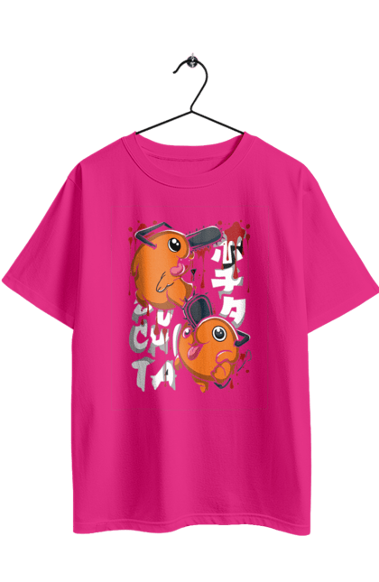 Футболка оверсайз з принтом "Людина Бензопила Почіта". Anime, chainsaw man, manga, pochita, аніме, демон, людина-бензопила, манга, почіта, шьонен. 2070702